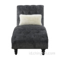 Chaise Grosir Abu-abu Gelap Kain Tombol Tufting Sofa Chaise Dengan Kaki Kayu Solid CX635B